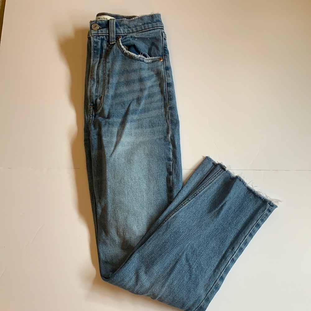 Abercrombie and Fitch Curve Love Ultra High Rise Ankle Straight Jeans